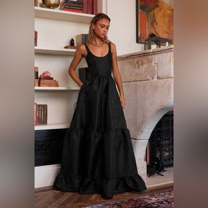 The Avery Dress in Black Windsor Brocde